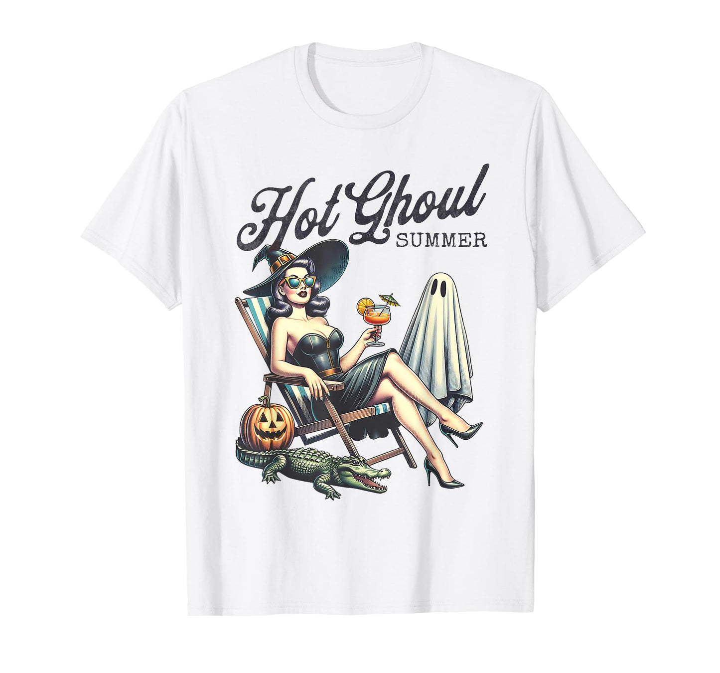 Hot Ghoul Summer Spooky Boo Beach Halloween Summerween Women T-Shirt