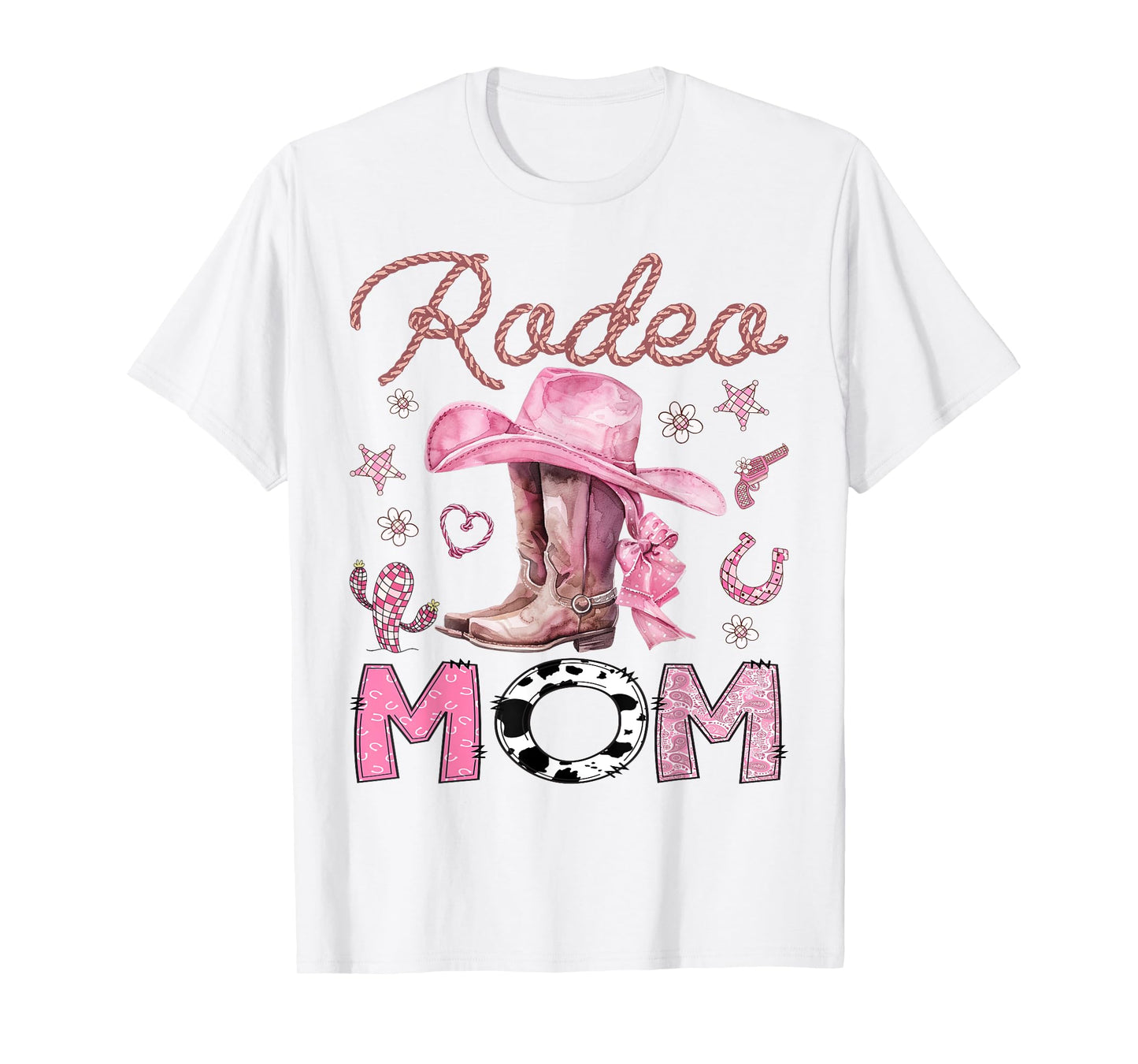 Rodeo Mom Pink CowGirl Coquette Boots Birthday Girl T-Shirt