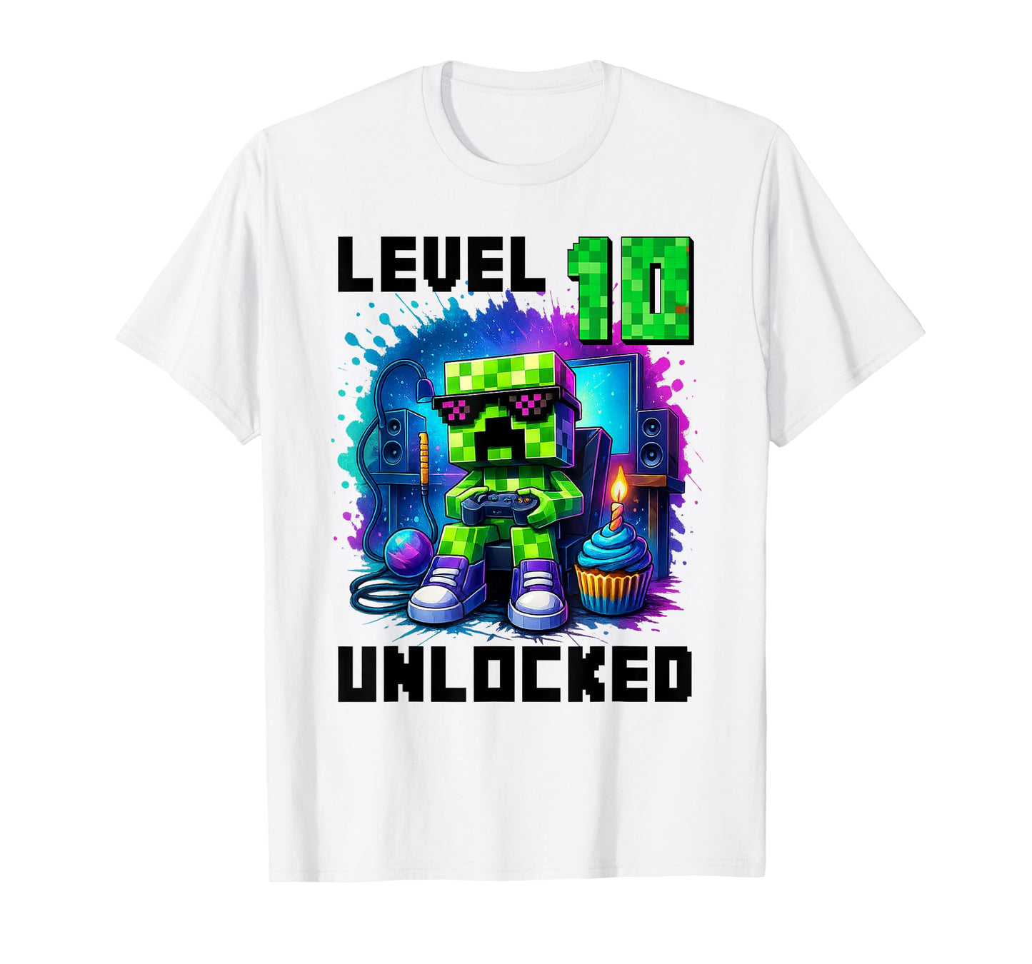 Level 10 Unlocked 10th Birthday Pixel Number Video Game T-Shirt