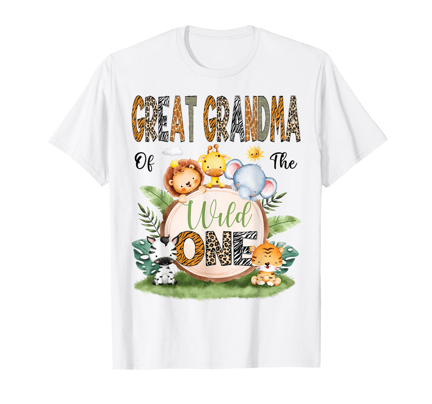 Great Grandma Of The Wild One Safari Jungle 1St Birthday T-Shirt