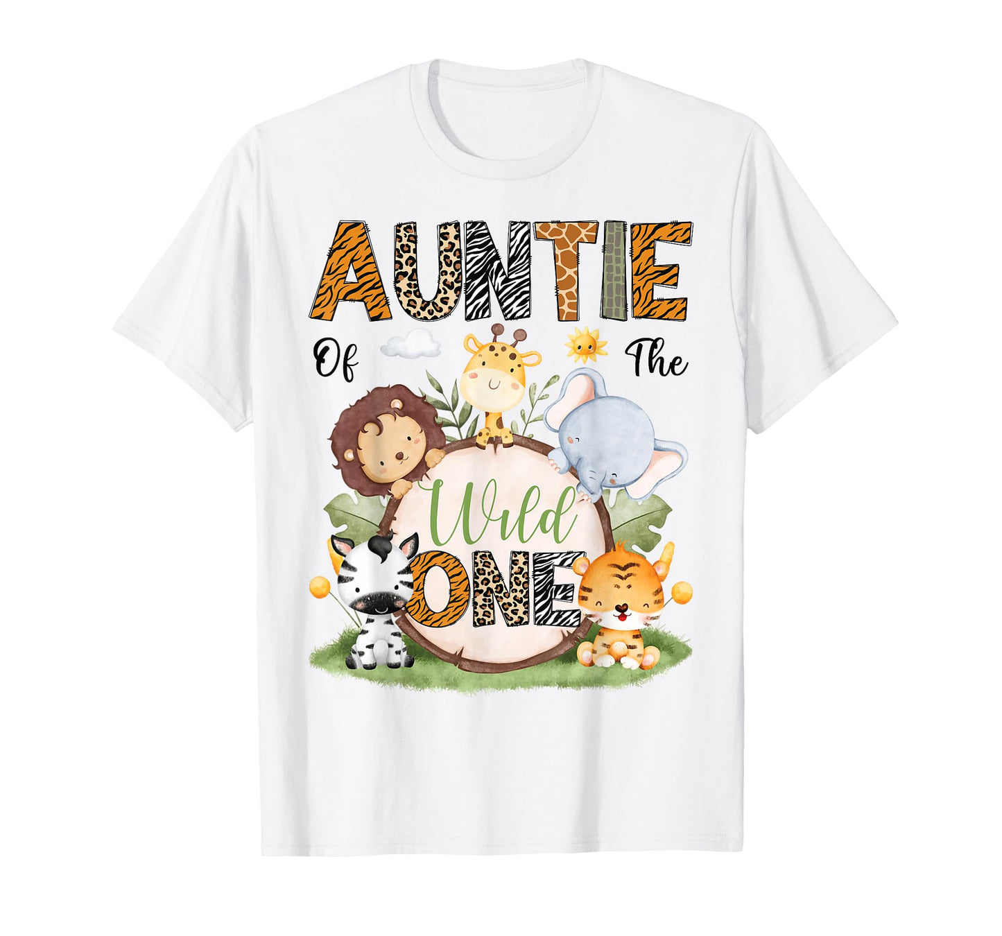 Auntie Of The Wild One 1St Birthday Boy Safari Lover T-Shirt
