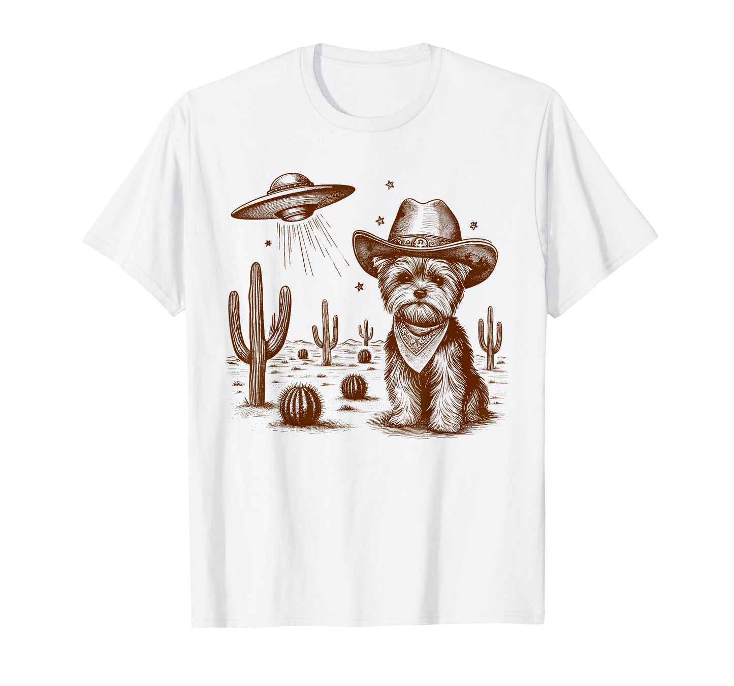 Yorkshire Terrier Lover Yorkie Mom UFO Wild West Western T-Shirt