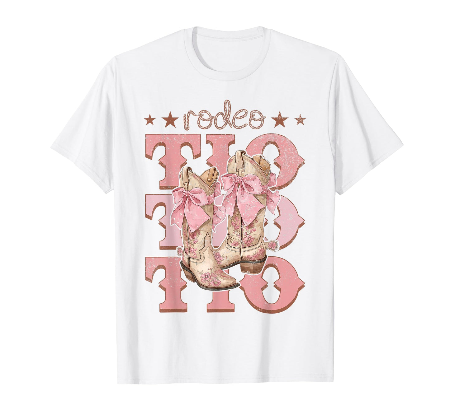 Rodeo Tio Pink Boots Coquette Cow-Girl Birthday Party T-Shirt