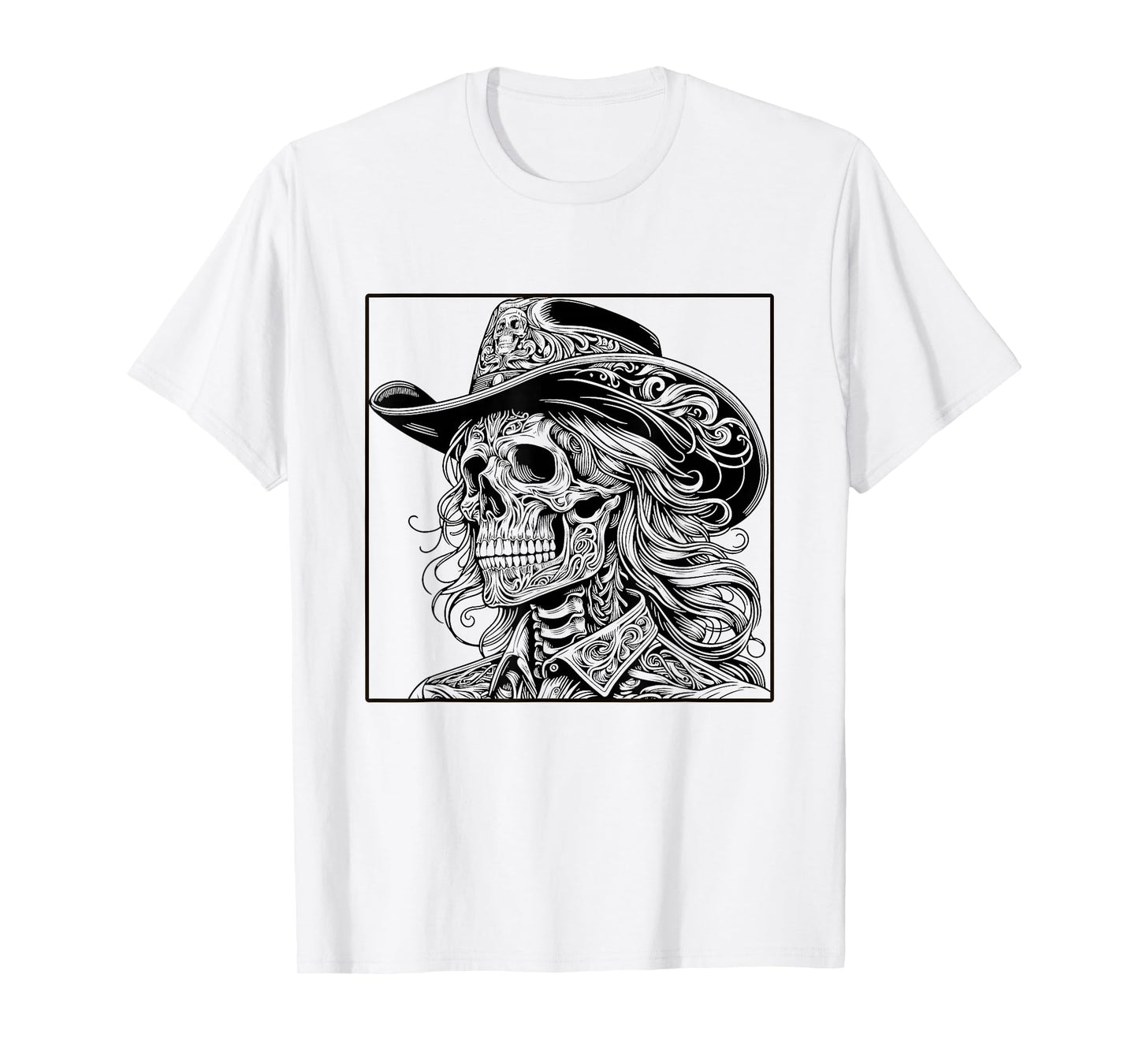 Rustic Skeleton Cowgirl Western Goth Grunge Gothic Skull T-Shirt