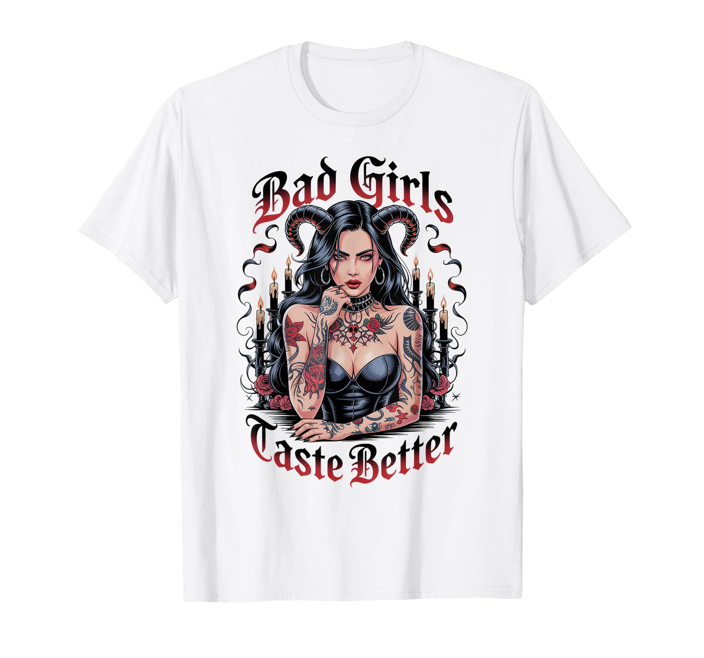 Bad Girls Taste Better Tattoo Lover Vintage Women Halloween T-Shirt