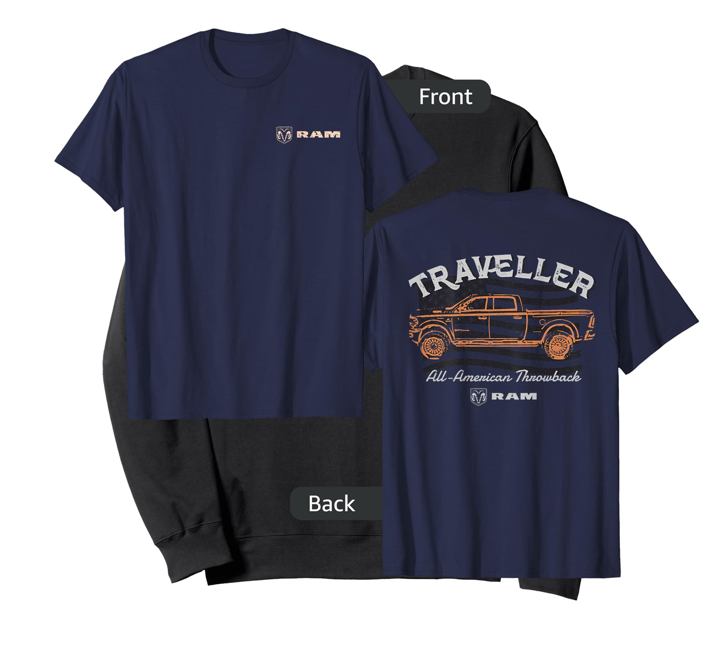 RAM Trucks All-American Throwback - Light Print (Front/Back) T-Shirt