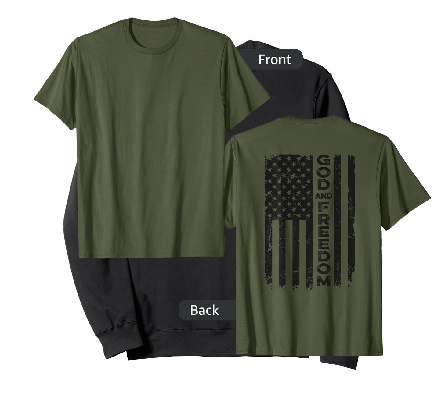 God And Country - USA Patriotic Christian Camo Flag -ON BACK T-Shirt