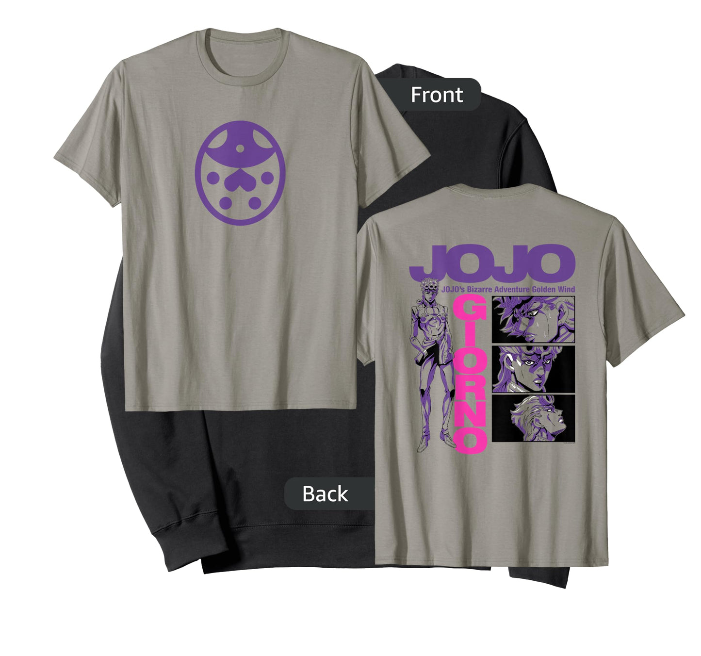 JoJo Golden Wind Giorno's Ladybug Brooch Front and Back T-Shirt