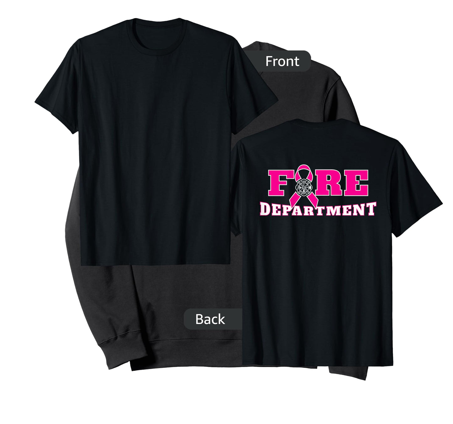 Breast Cancer Awareness Fire Department Pink Ribbon BACK T-Shirt
