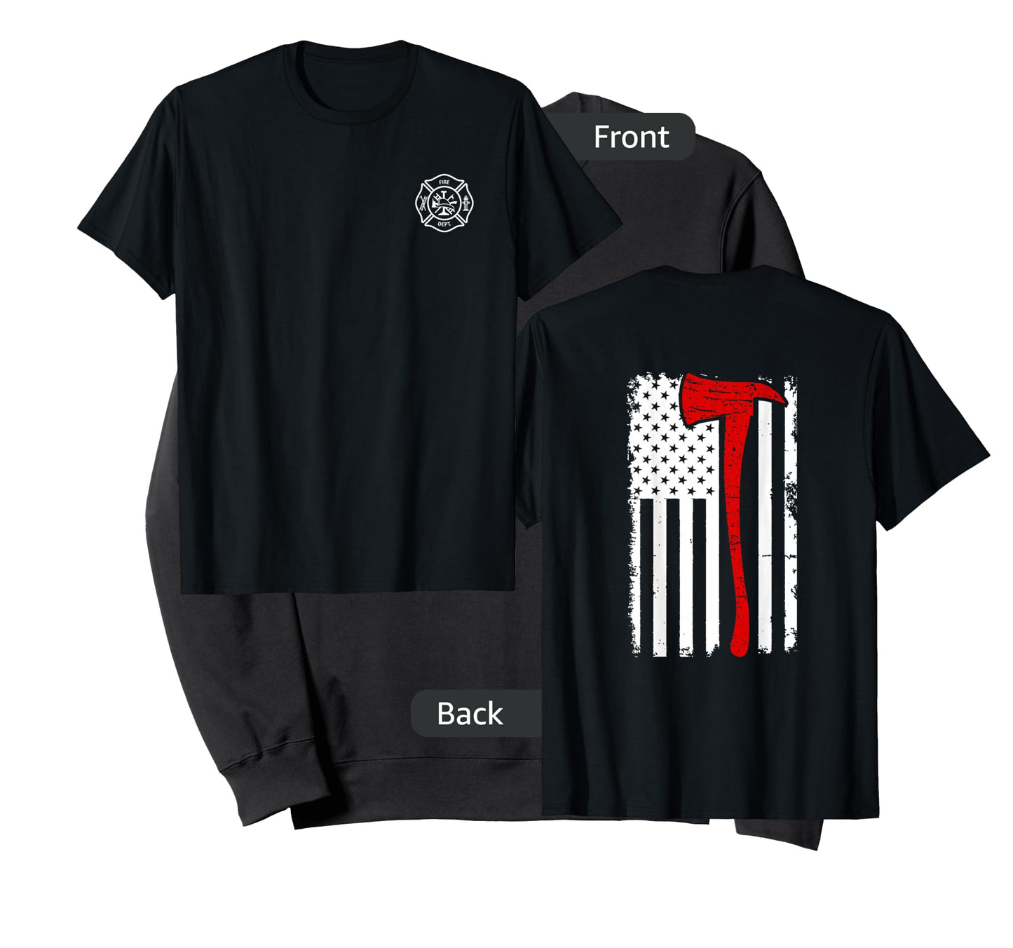 Thin Red Line Firefighter Fire Dept. Axe Design patriotic T-Shirt