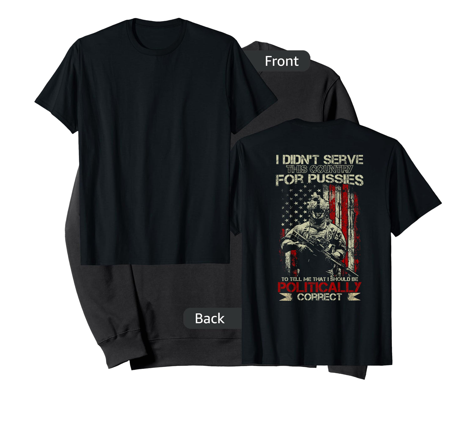 I Didn't Serve This Country For Pussies USA Flag on back T-Shirt for Women Men