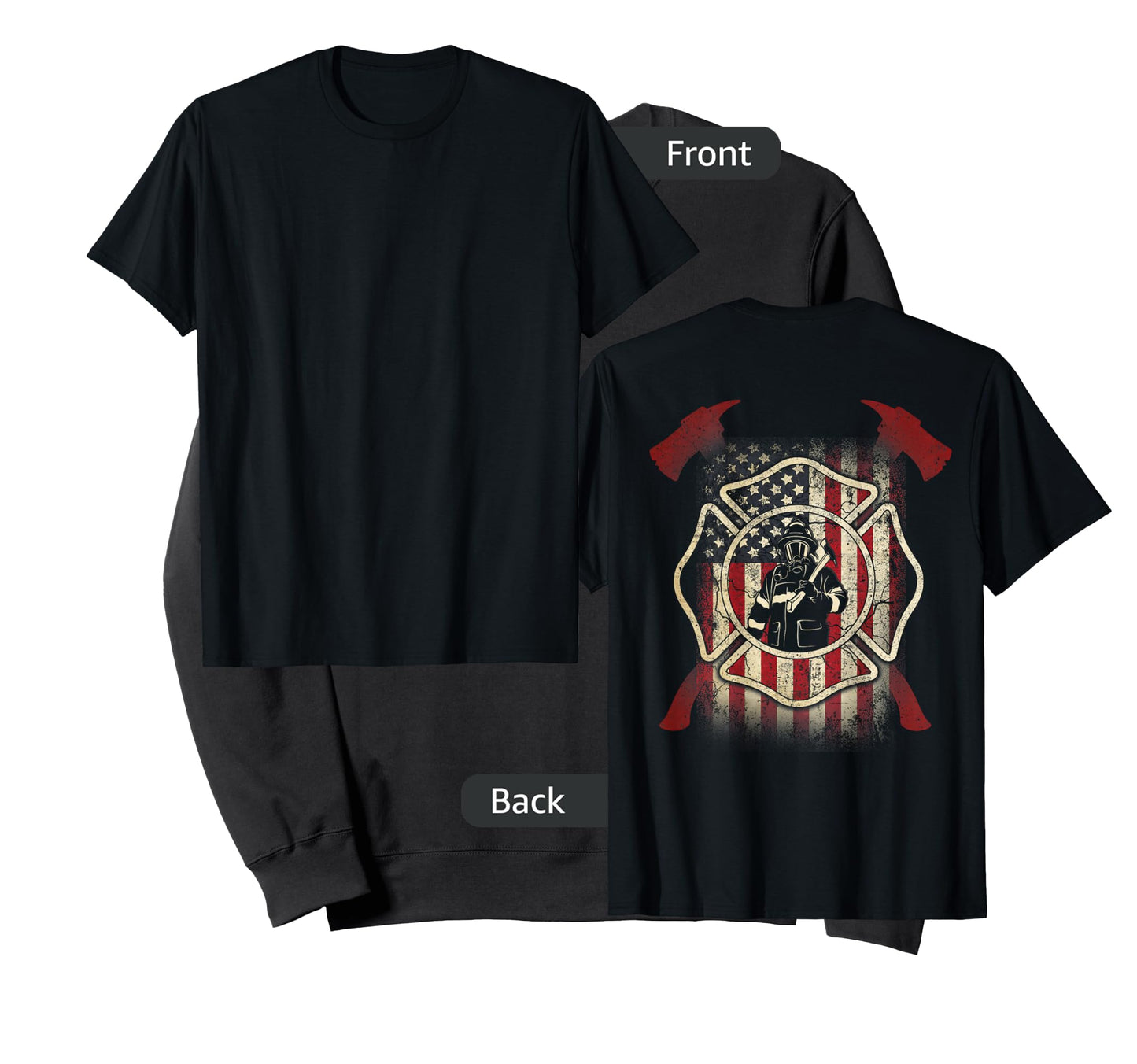 Patriotic Firefighter USA Flag Axe American Flag Fireman T-Shirt