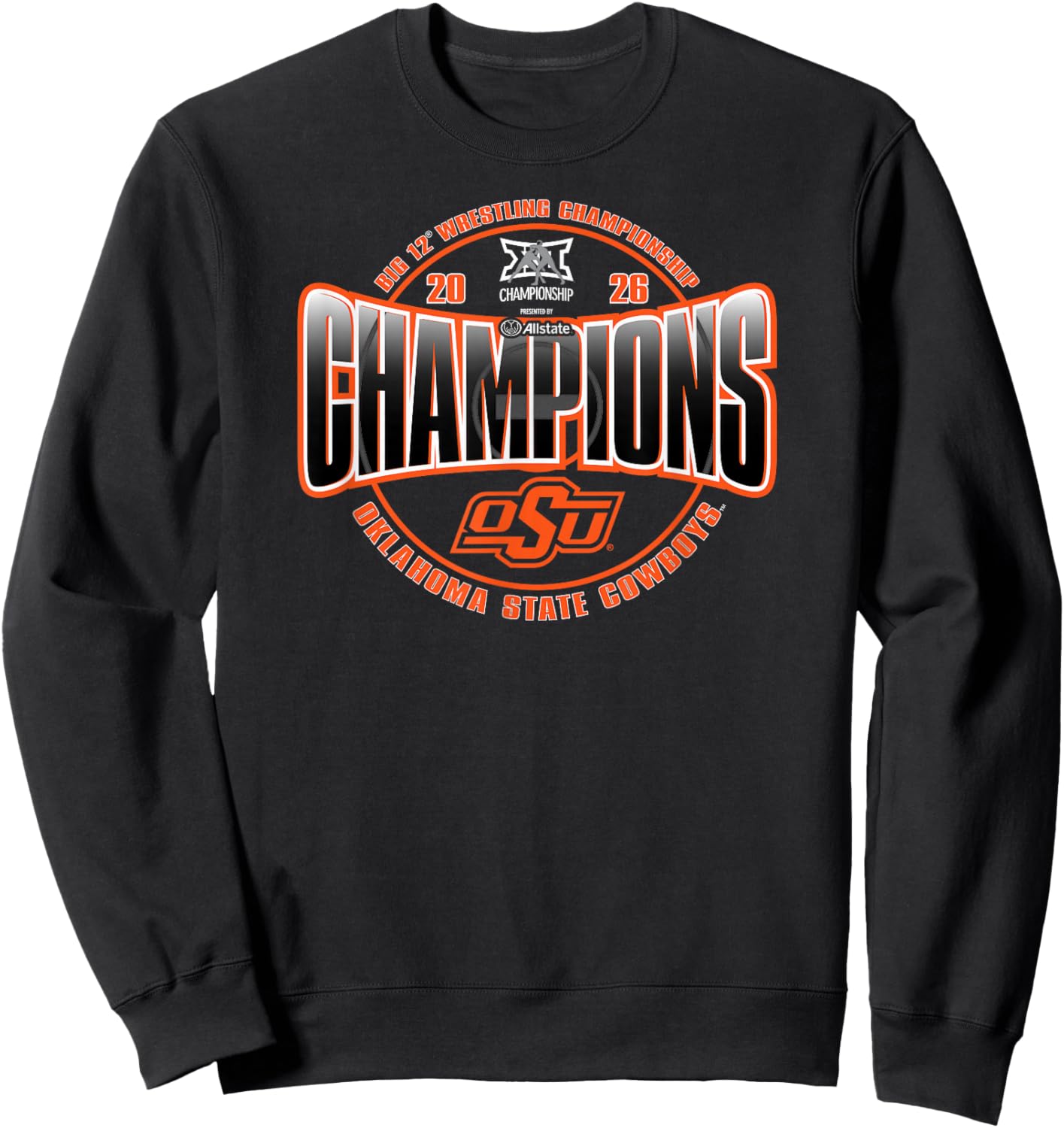 Oklahoma State Cowboys Wrestling Big 12 Champs 2026 Sweatshirt - Sweatshirt | Black