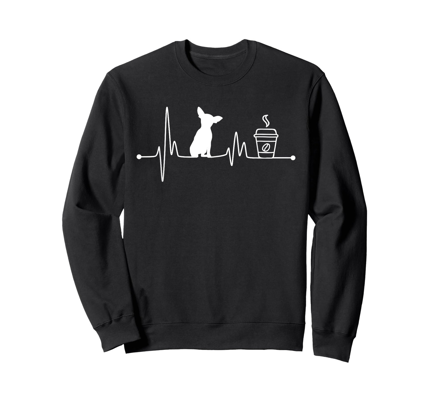 Chihuahua Heartbeat Shirt Ekg Pulse Coffee Lover Small Dog T-Shirt for Men Women