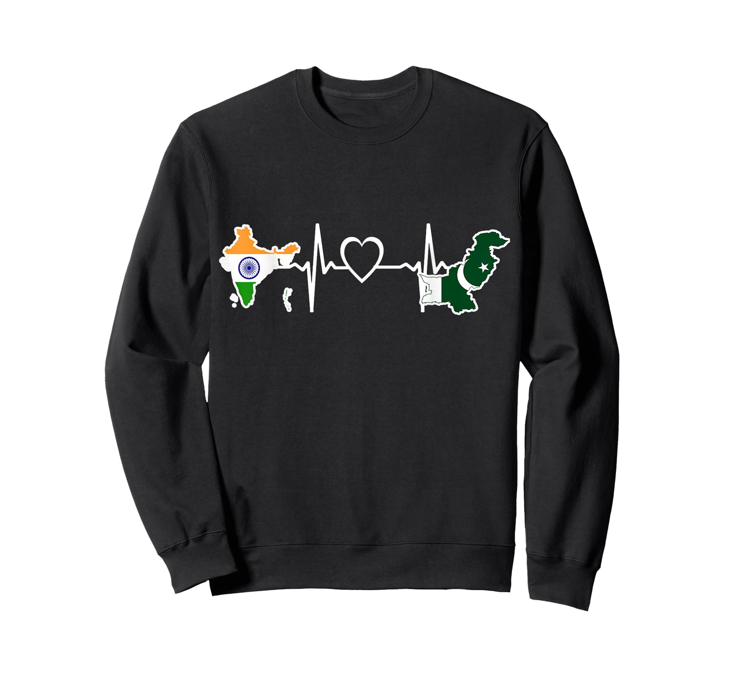 Pakistan India Flag Pakistanian Indian Heartbeat T-Shirt