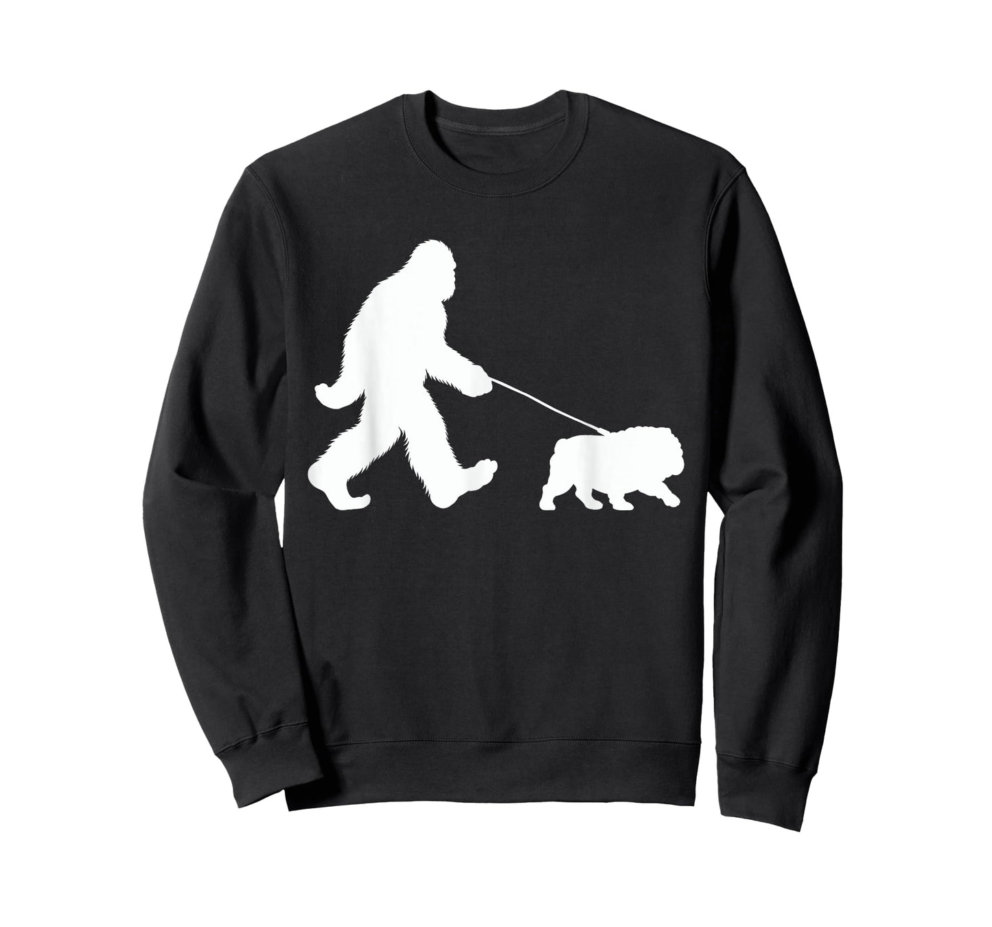 Bigfoot Walking a Dog Funny English Bulldog Lovers Dog Dad T-Shirt for Men Women Girls Kids