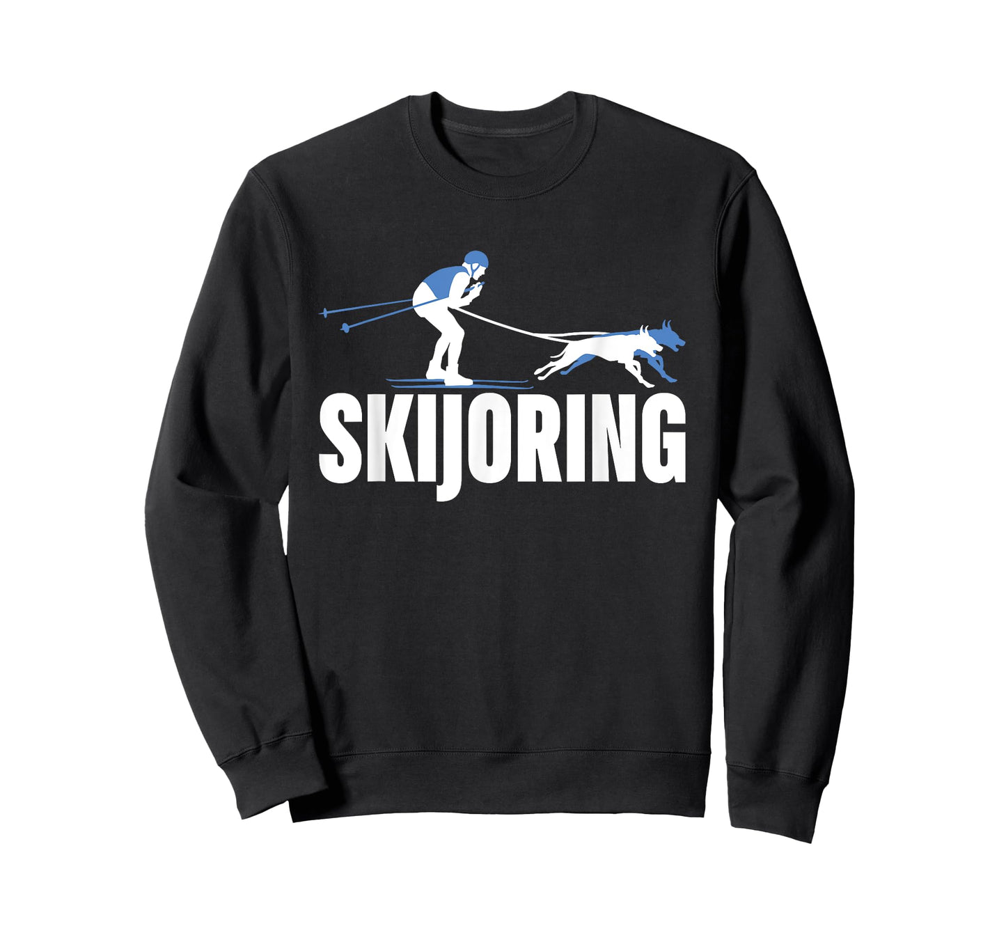 Skijoring Funny Dog Pulling Ski Driving Skiing Lovers Outfit Men Women Kids T-Shirt