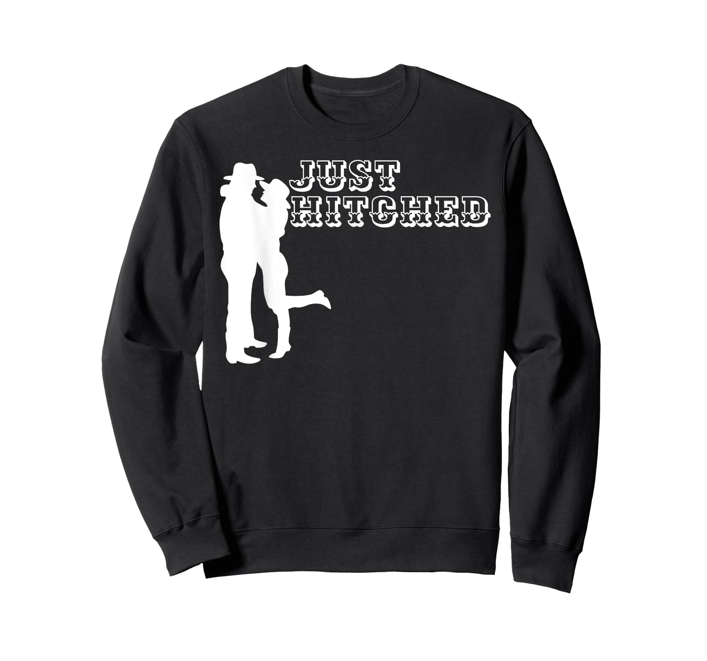 Just Hitched Cowboy Honeymoon Newly Wedded Matching Design T-Shirt