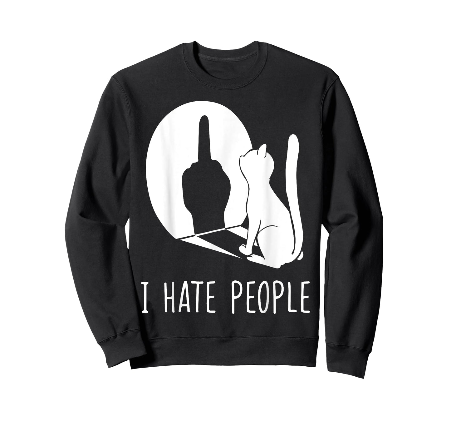 Cat Shadow I Hate People Middle Finger T-Shirt