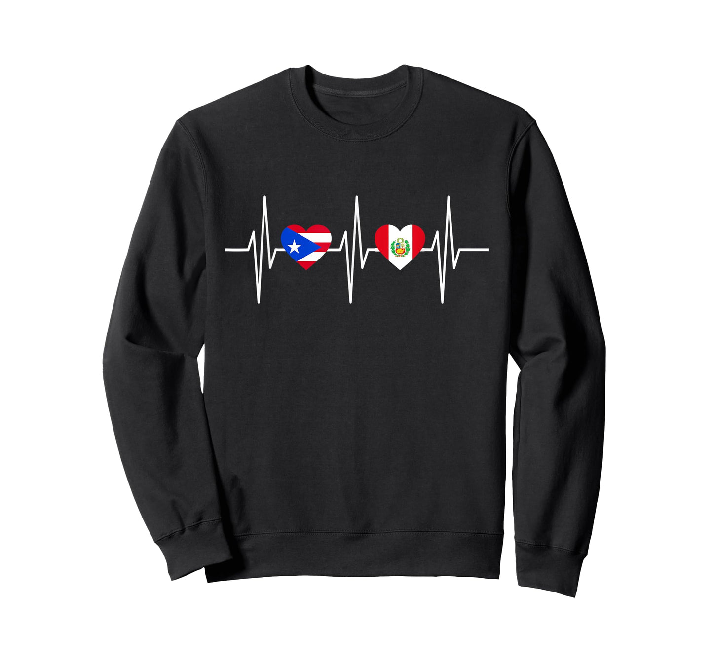 Heartbeat Puerto Rican Flag Peruvian Flag Heart T-Shirt