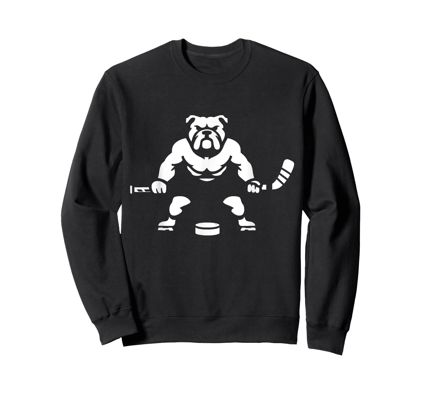 White Silhouette Dog Bulldog Ice Hockey Player T-Shirt