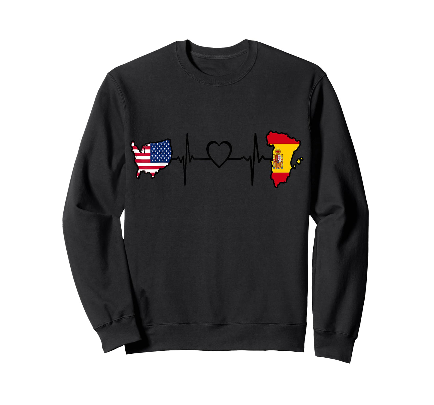 USA Spain Heartbeat Shirt Spanish American USA Flag T-Shirt