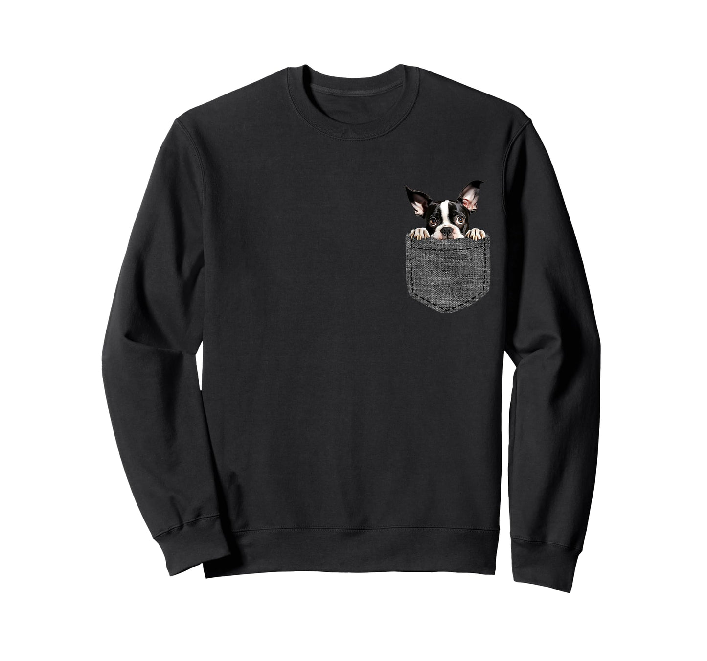 Boston Terrier Dog in Pocket T-Shirt for Men Women Girls Kids