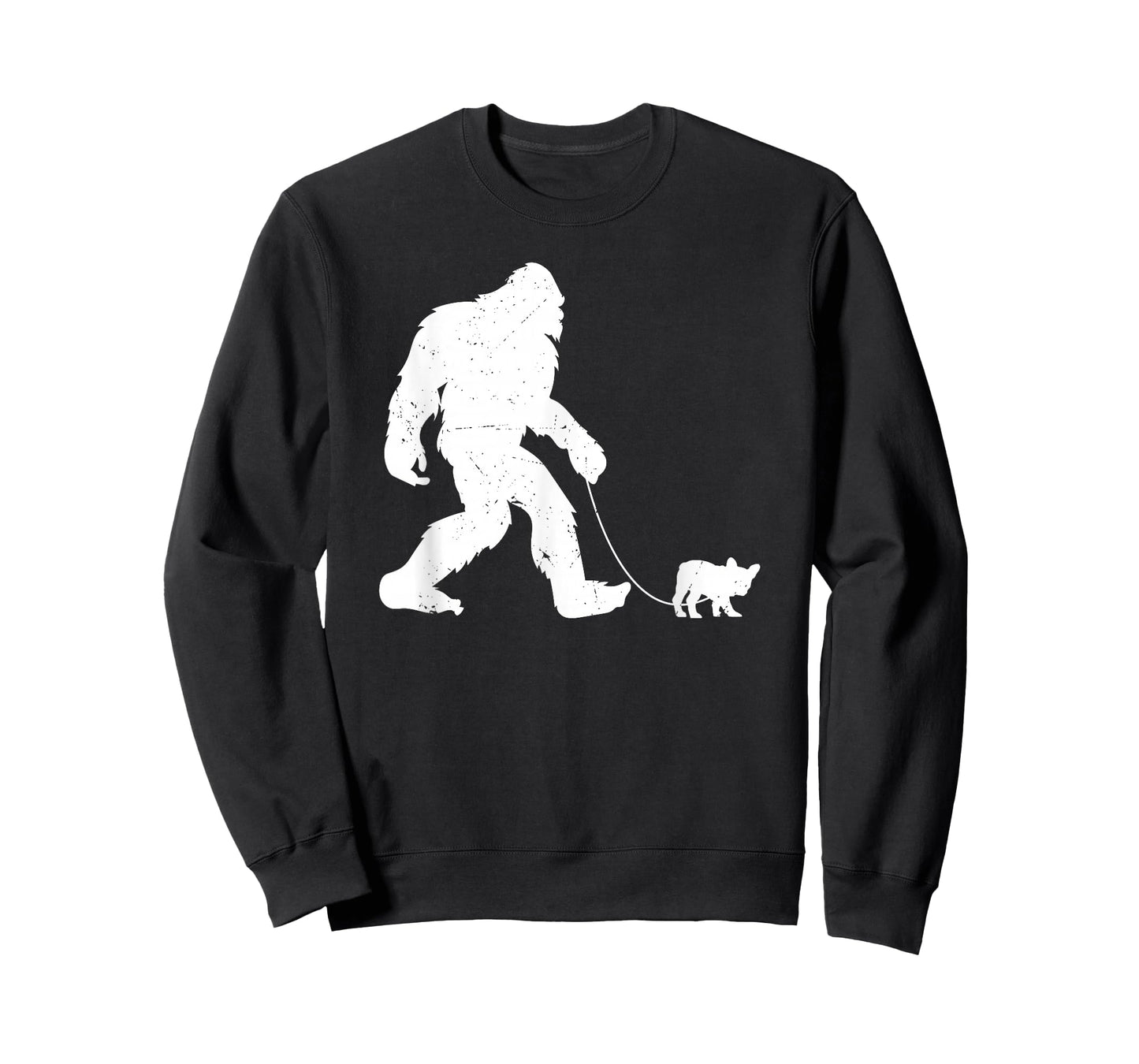 Bigfoot walking with a french bulldog funny T-Shirt