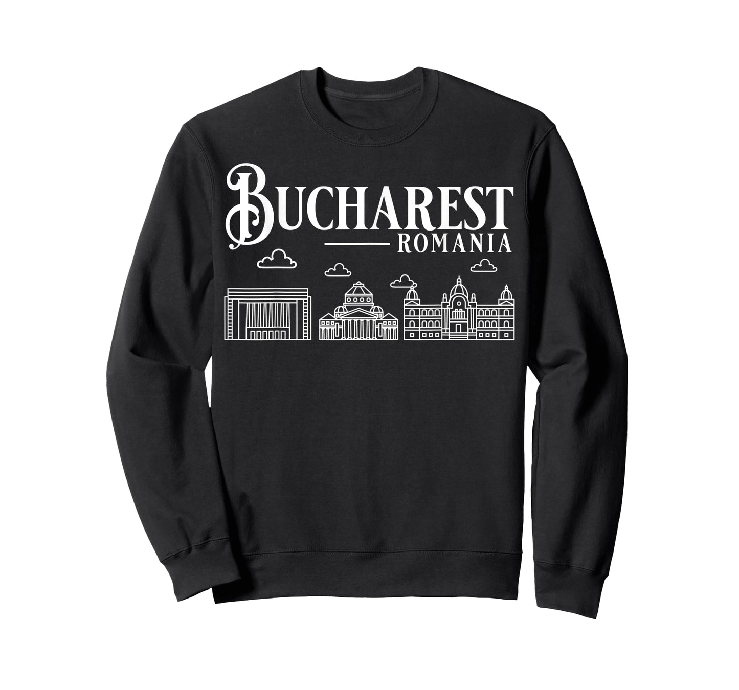 Bucharest Romania City Skyline Map Travel T-Shirt
