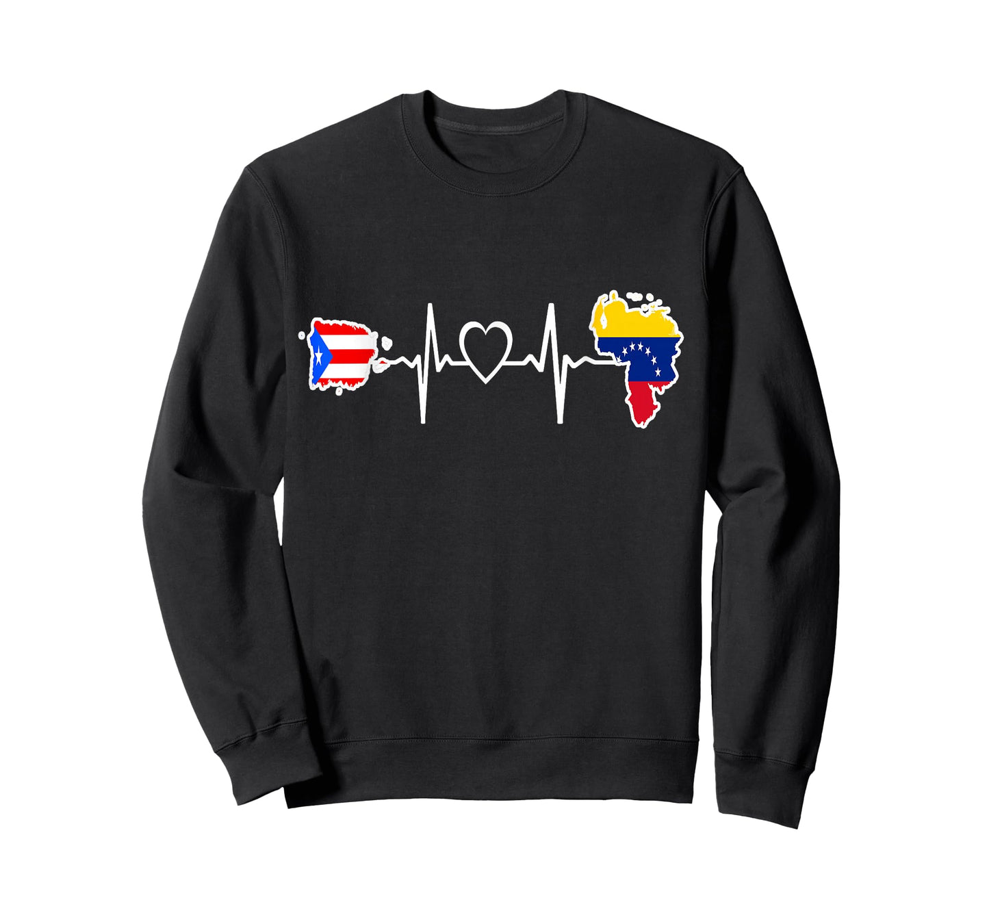 Puerto Rico Venezuela Flag Puerto Rican Venezuelan Heartbeat T-Shirt