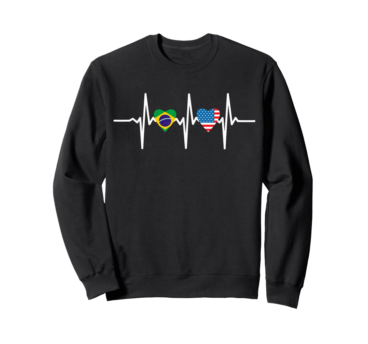 Half American Brazilian America Brazil Flag Heartbeat Heart T-Shirt