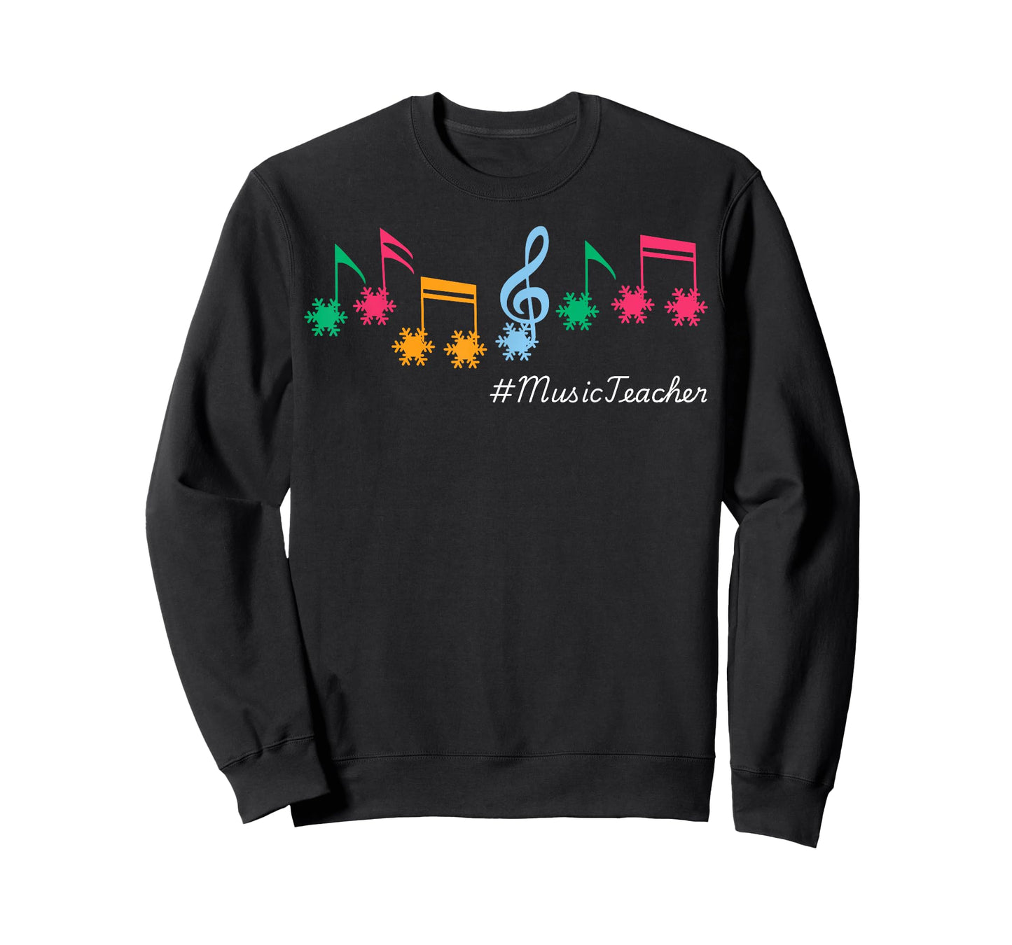 Funny Music Teacher Christmas Music Notes Snowflakes Outfit T-Shirt