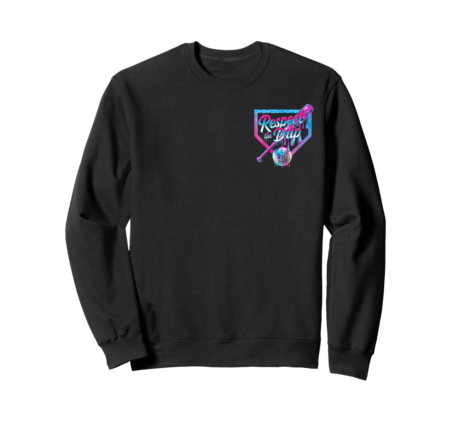Baseball Dripping Ice Cream Respect The Drip Logo Pocket T-Shirt