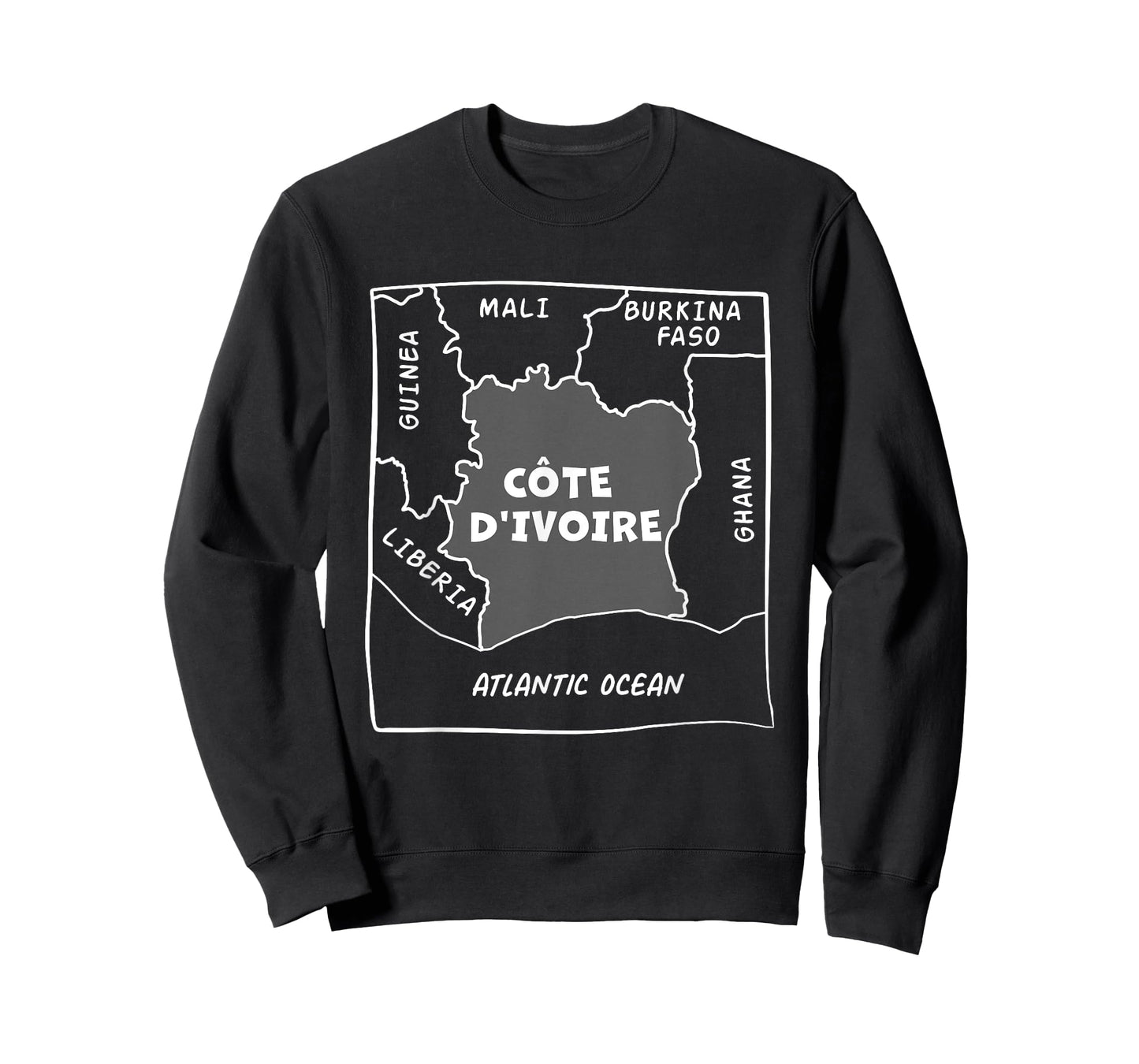 Hand drawn white line political map of Ivory Coast T-Shirt