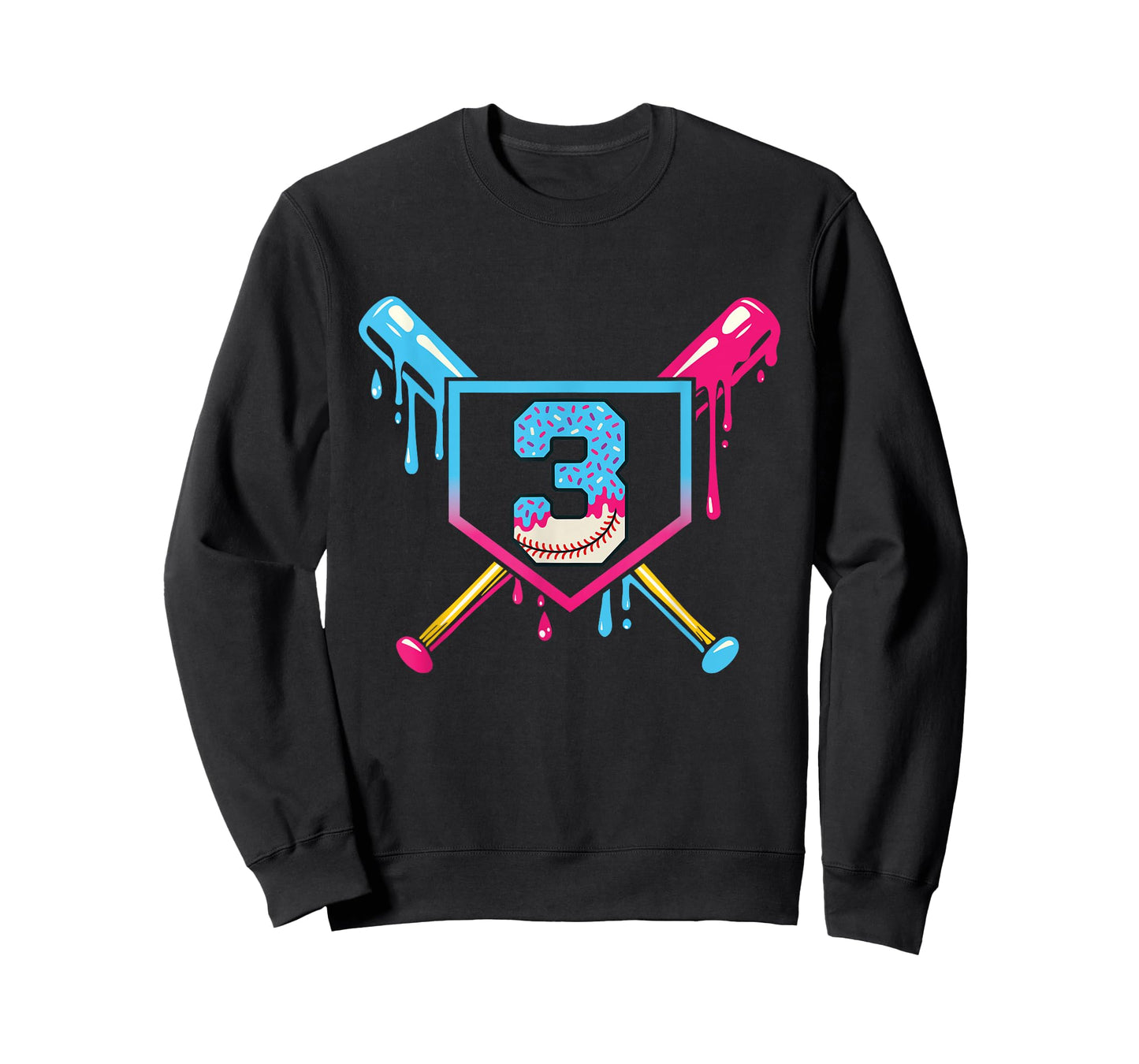 Baseball 3 Year Old Ice Cream 3rd Birthday Boy Number 3 T-Shirt