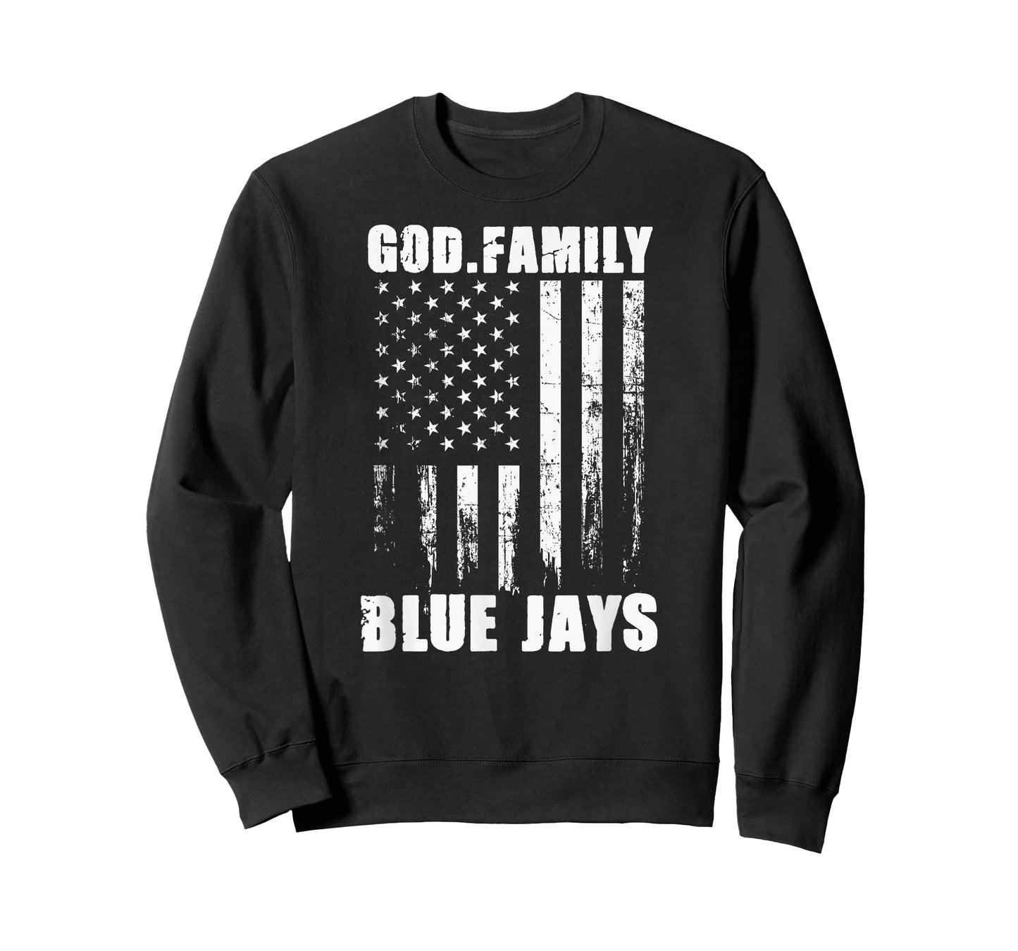 Junction City Blue Jays God. Family. Vintage USA Flag T-Shirt