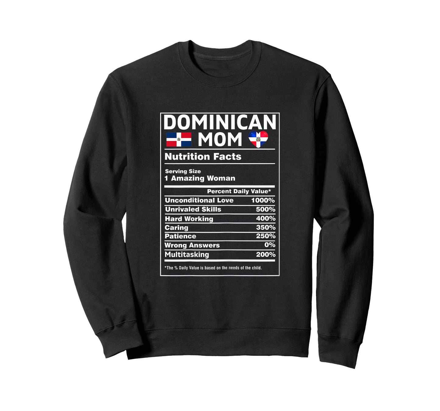 Dominican Mom For Women Nutrition Facts Dominicana Republic T-Shirt