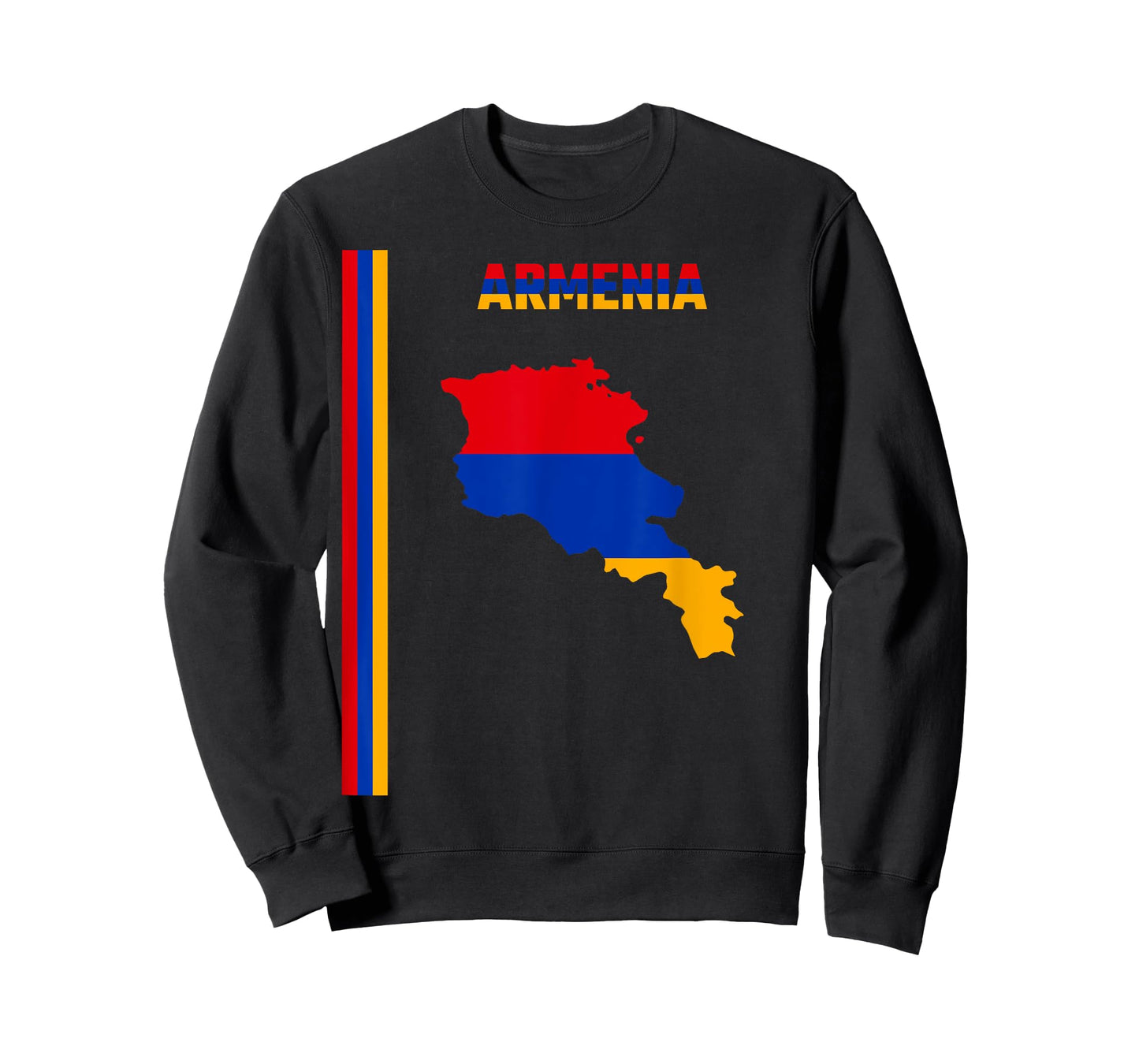 Vertical Armenian Flag, text “ARMENIA” & Silhouette map T-Shirt