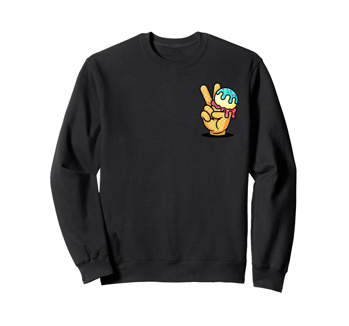 Cool Ice Cream Drip Peace Hand Baseball Style Summer T-Shirt