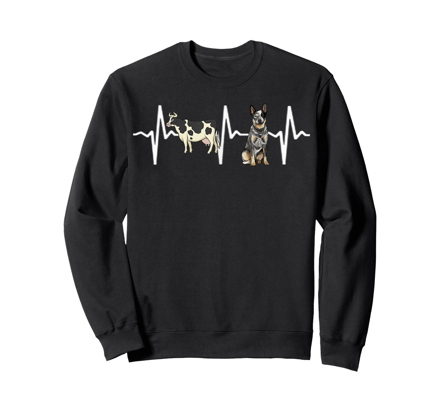 Cow Spotted Australian Cattle Dog Heartbeat Dog Lover T-Shirt for Men Women Kids