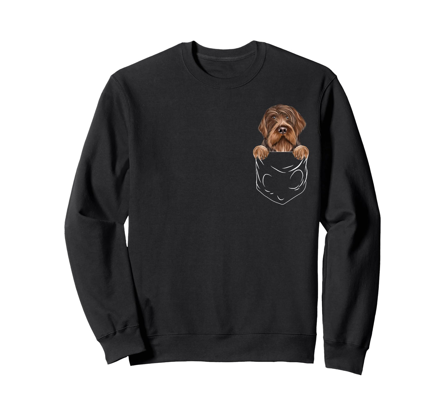 Wirehaired Pointing Griffons Owner Gift Dog In Pocket Wirehaired Pointing Griffon Funny Dog Lover Unisex Adults Kids T-Shirt Black Short Sleeve Modern Humorous Cartoon Dog Themed T-Shirt