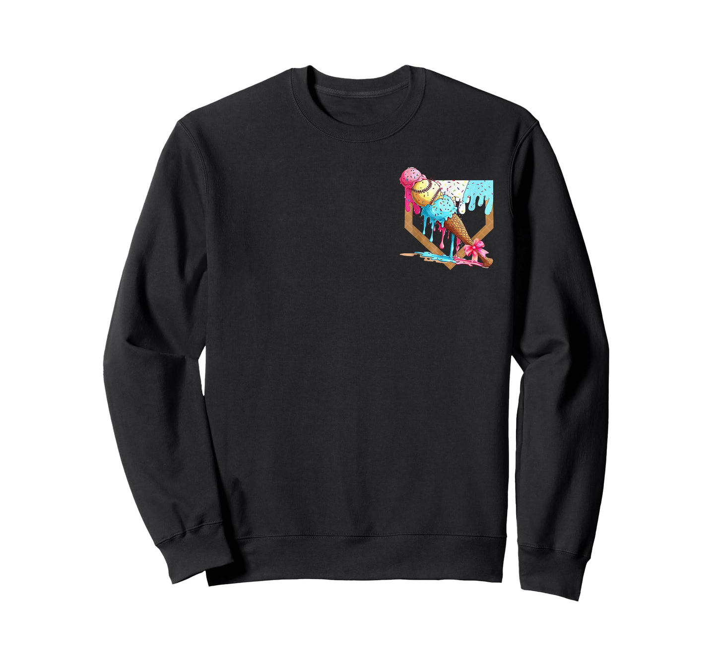 Baseball Drip Girl Baseball Ice Cream Drip Home Logo Pocket T-Shirt