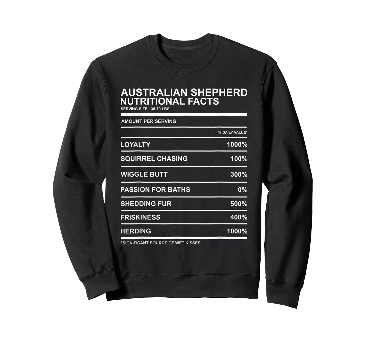 Australian Shepherd Nutritional Facts Wiggle Butt Aussie T-Shirt