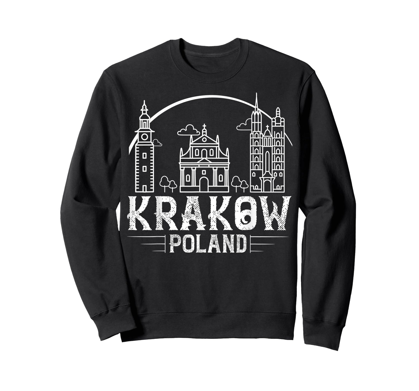 Krakow Poland City Skyline Map Travel T-Shirt