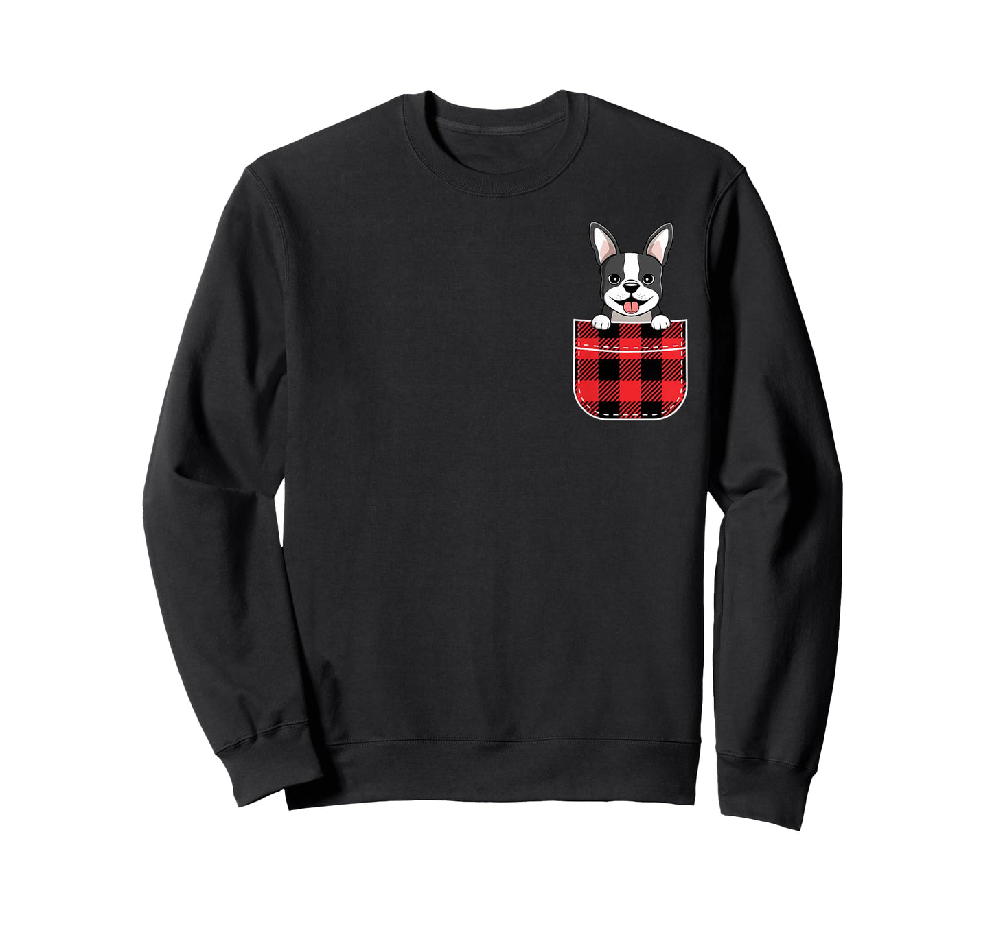 French Bulldog Dog In Buffalo Plaid Pocket Christmas Gift T-Shirt