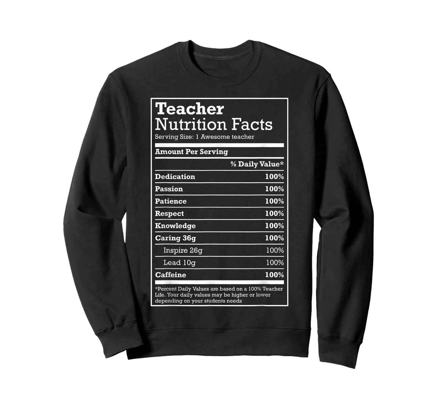 Nutrition Facts Shirt - Gift for your favourite Teacher Men Women Girls Kids T-Shirt