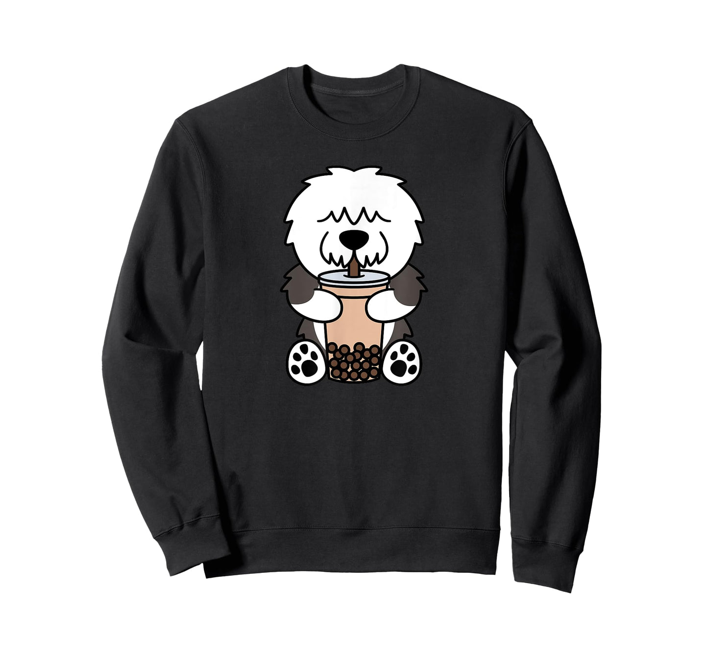 Boba Bubble Milk Tea Old English Sheepdog Dog T-Shirt