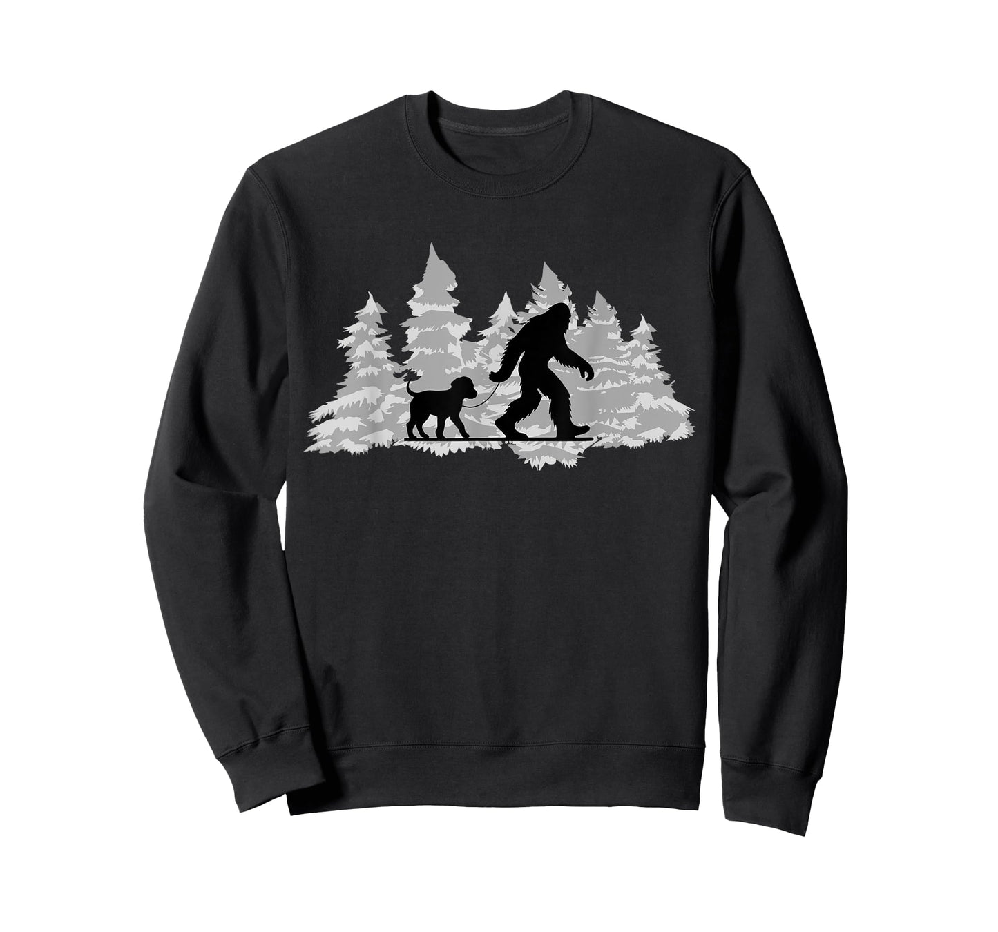 Bigfoot Walking A Dog Funny Dog Owner Sasquatch T-Shirt