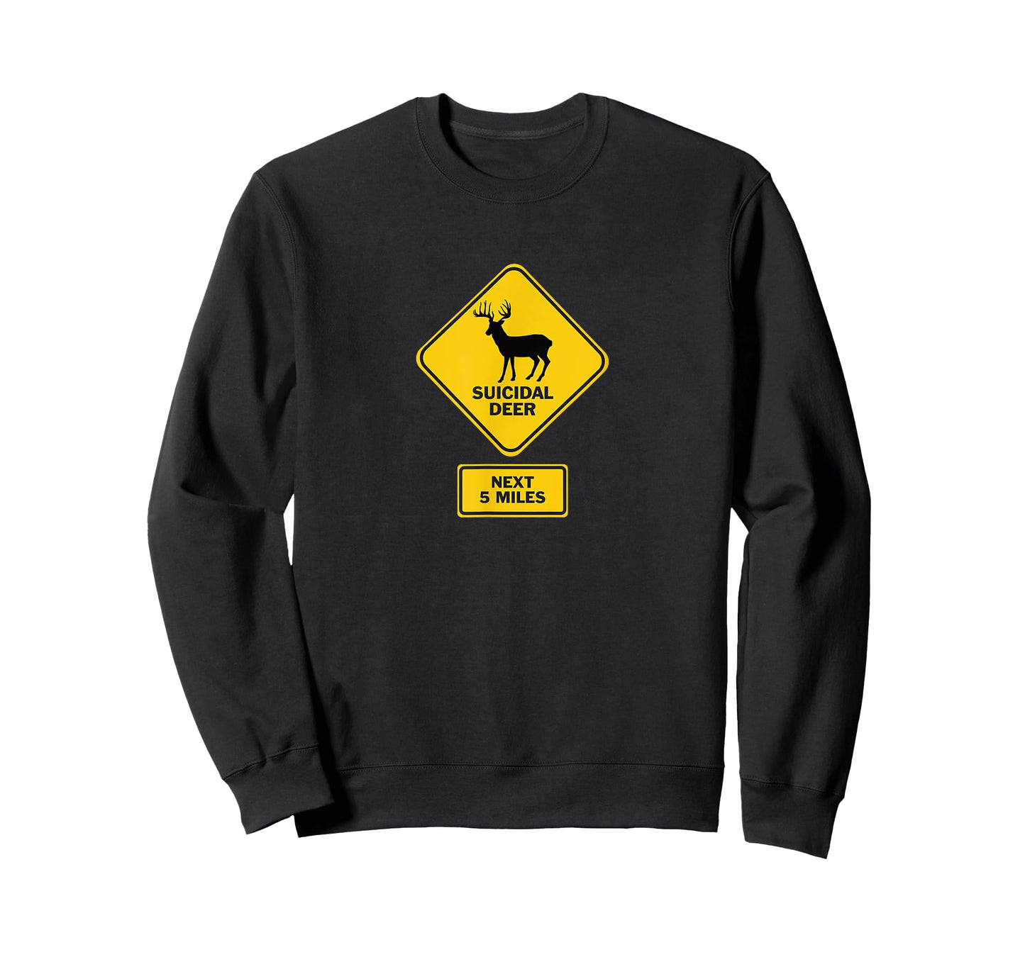Suicidal Deer Crossing Road Sign Funny T-Shirt T-Shirt