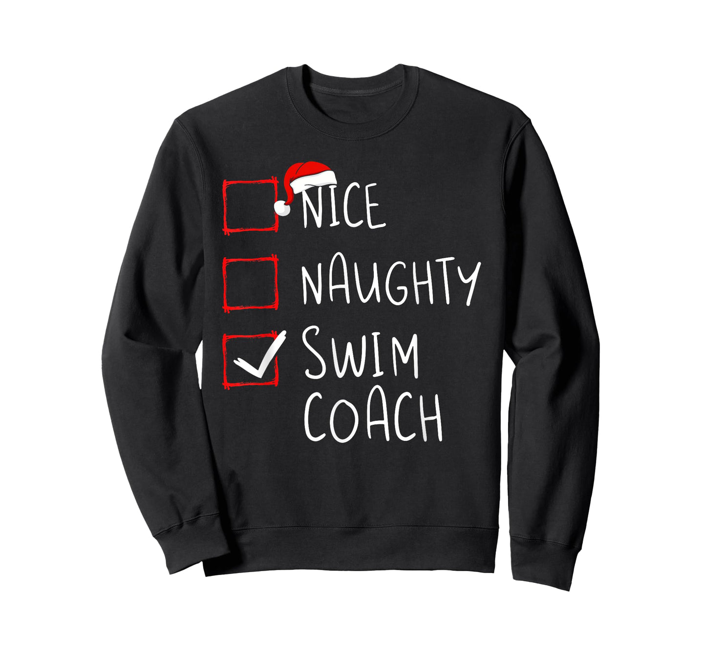 Nice Naughty Swim Coach Christmas List Xmas Santa Claus T-Shirt